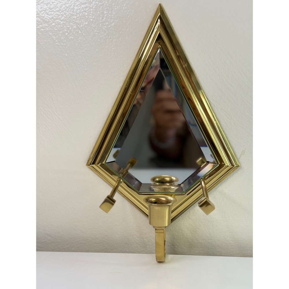 Vintage PartyLite Infinity Brass Mirrored Wall Candle Sconce